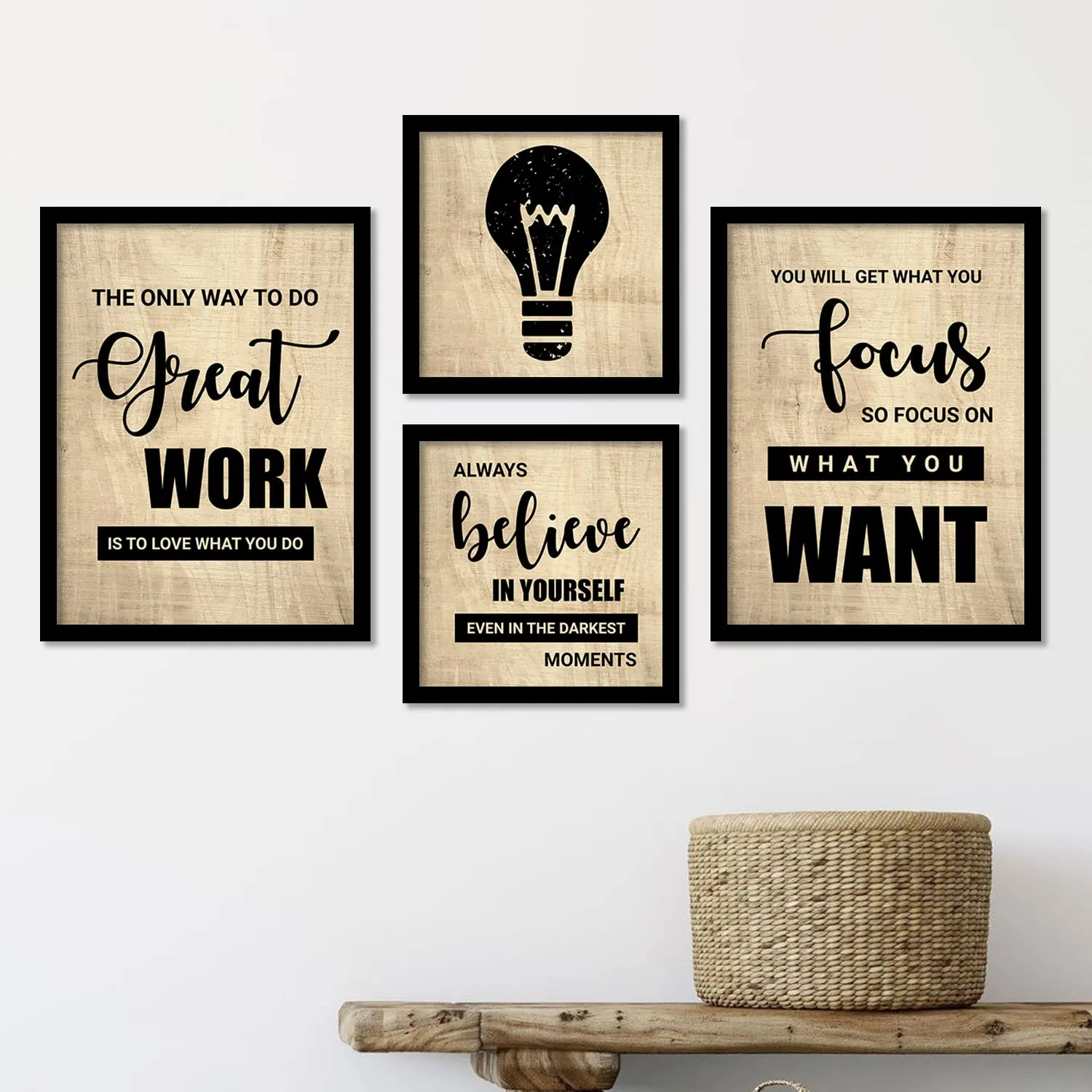 kotart Paper - Framed Posters For Home And Office Wall Decor - Motivational Quotes (11 X 14 Inch, Framed)(Brown)