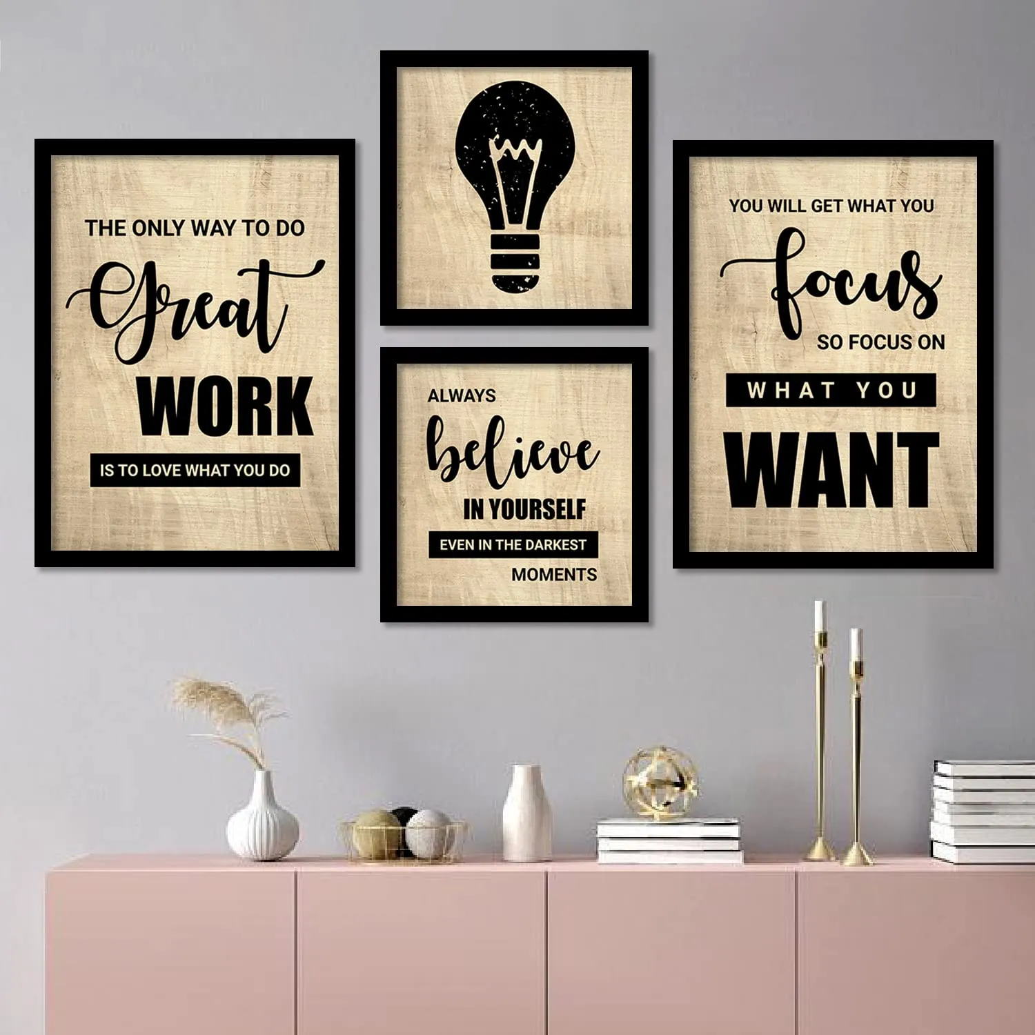 kotart Paper - Framed Posters For Home And Office Wall Decor - Motivational Quotes (11 X 14 Inch, Framed)(Brown)