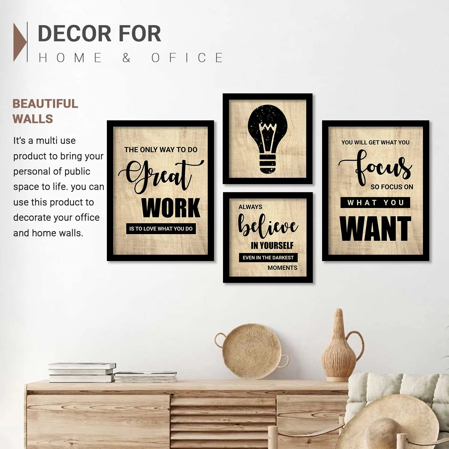 kotart Paper - Framed Posters For Home And Office Wall Decor - Motivational Quotes (11 X 14 Inch, Framed)(Brown)