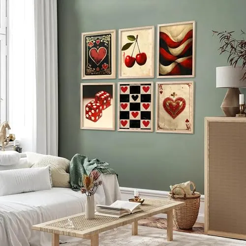 kotart - Poker Theme Wall Paintings For Wall Hanging Home Decor Frame | Poster With Frames For living Room Bedroom Set of 6 (13X17 INCH, F)