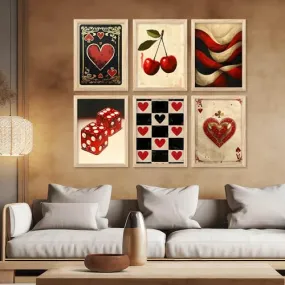 kotart - Poker Theme Wall Paintings For Wall Hanging Home Decor Frame | Poster With Frames For living Room Bedroom Set of 6 (13X17 INCH, F)