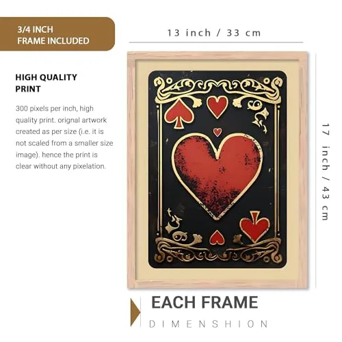 kotart - Poker Theme Wall Paintings For Wall Hanging Home Decor Frame | Poster With Frames For living Room Bedroom Set of 6 (13X17 INCH, F)