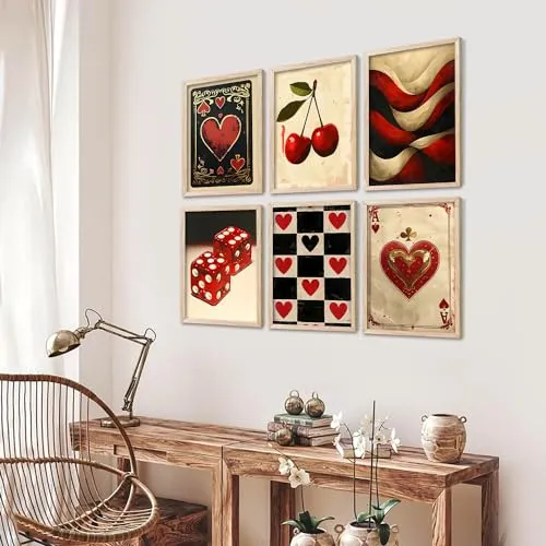 kotart - Poker Theme Wall Paintings For Wall Hanging Home Decor Frame | Poster With Frames For living Room Bedroom Set of 6 (13X17 INCH, F)