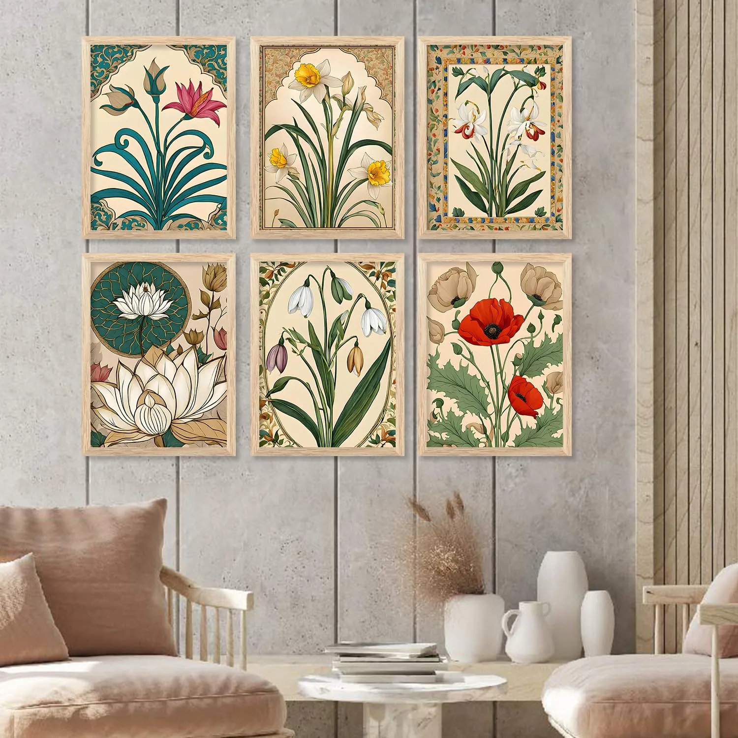 kotart Premium Digital Madhubani Art Paintings with Frame for Home Decor - Wall Painting for Living Room - Pack of 6 (10x13, painting for wall decoration)