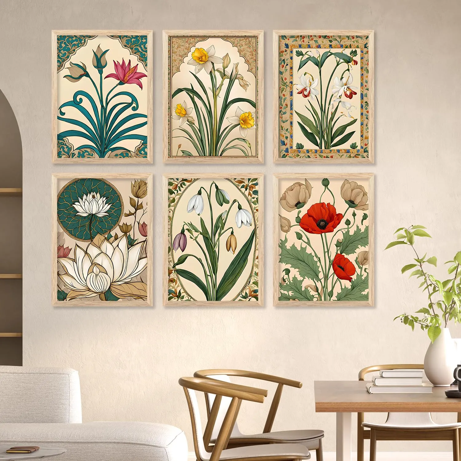 kotart Premium Digital Madhubani Art Paintings with Frame for Home Decor - Wall Painting for Living Room - Pack of 6 (10x13, painting for wall decoration)