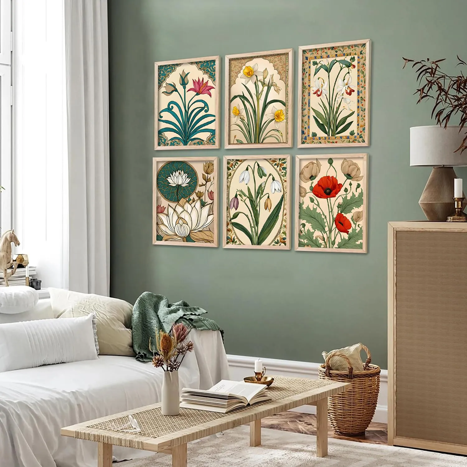 kotart Premium Digital Madhubani Art Paintings with Frame for Home Decor - Wall Painting for Living Room - Pack of 6 (10x13, painting for wall decoration)