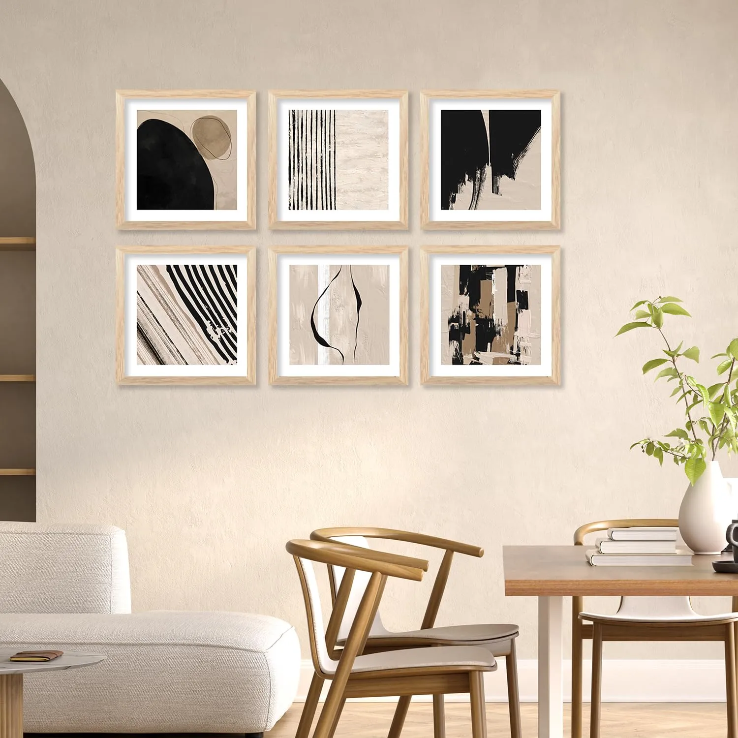 kotart Premium Digital Nature Inspired Art Paintings with Frame for Home Decor - Botanical Leaf Painting for Living Room Wall Decoration (10x10 inch, Combo 3)