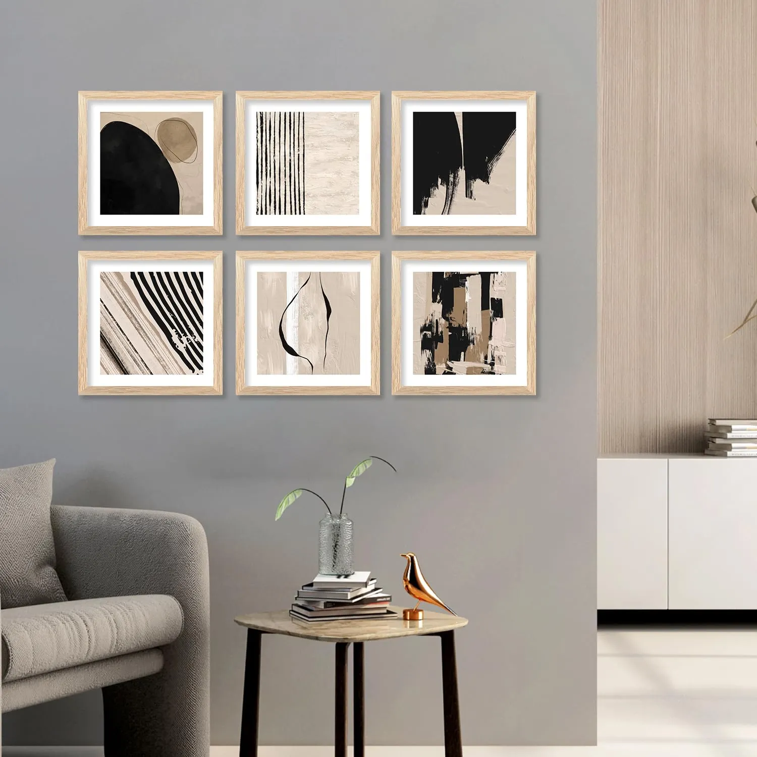 kotart Premium Digital Nature Inspired Art Paintings with Frame for Home Decor - Botanical Leaf Painting for Living Room Wall Decoration (10x10 inch, Combo 3)
