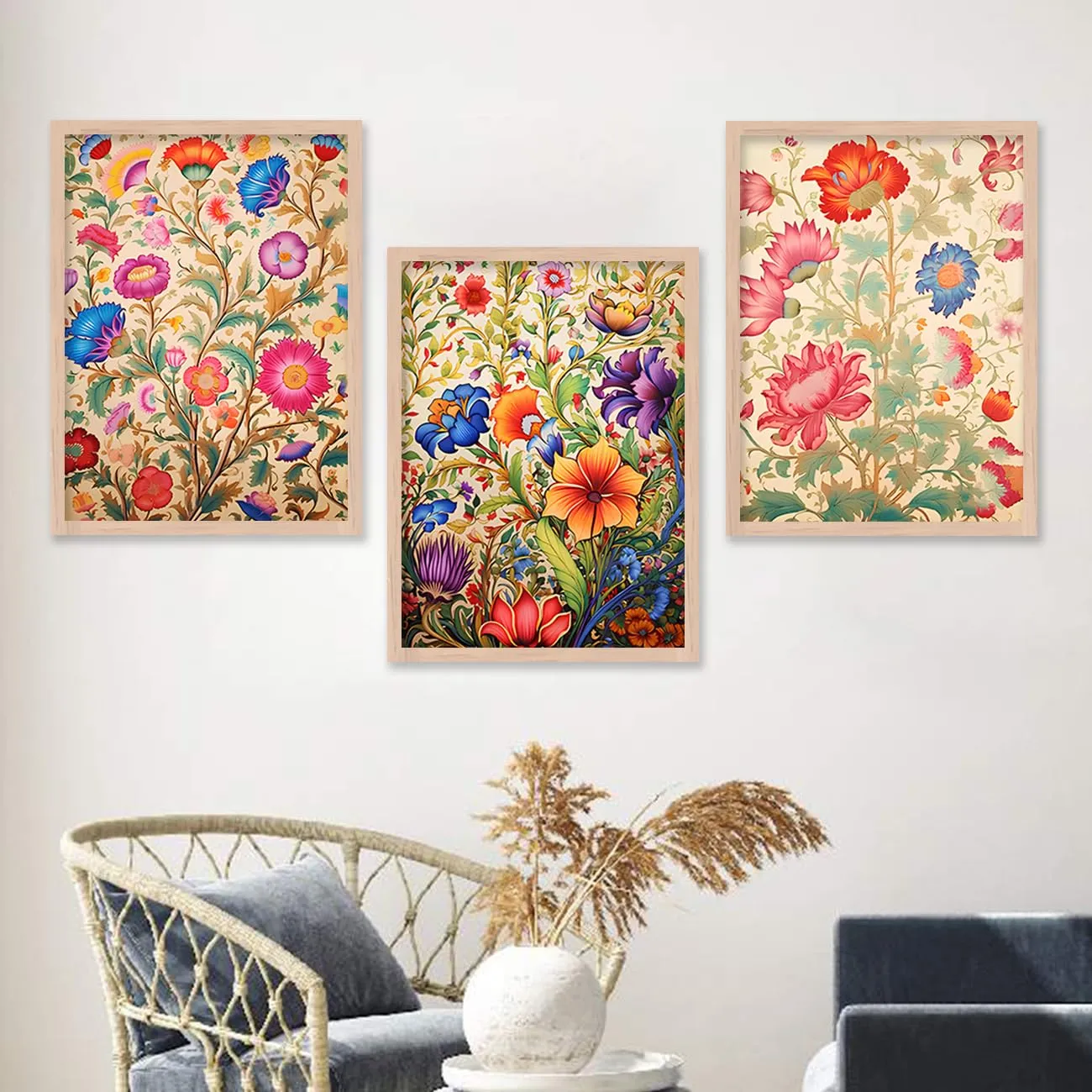 kotart Wood Premium Digital Painting With Frame For Home Decor - Painting For Living Room Bedroom Office Room Decor - Painting For Wall Decoration - Pack Of 3 (Medium, Modern Art Painting, Design04)