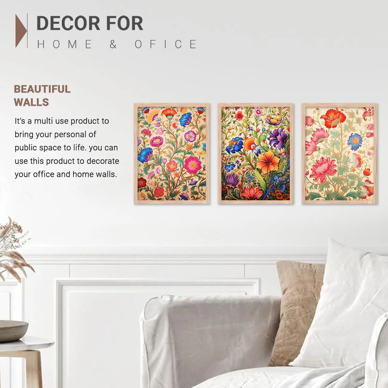 kotart Wood Premium Digital Painting With Frame For Home Decor - Painting For Living Room Bedroom Office Room Decor - Painting For Wall Decoration - Pack Of 3 (Medium, Modern Art Painting, Design04)