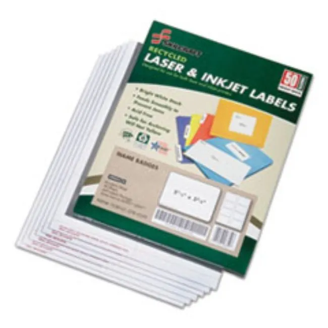 LASER-INKJET NAME BADGE LABLES, 2 1-3 X 3 3-8, WHITE, 400CT-BOX (5 PER PACK)