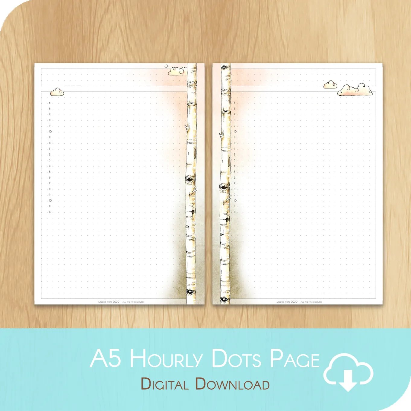 Love Is In The Air - Printable A5 Dots Hourly Page - White Version