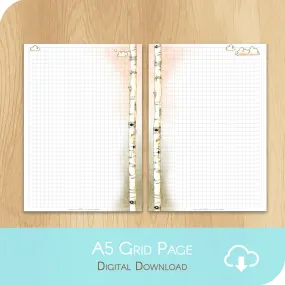 Love Is In The Air - Printable A5 Grid Notes Page - White Version
