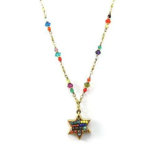 Michal Golan Multi Bright Star of David Necklace