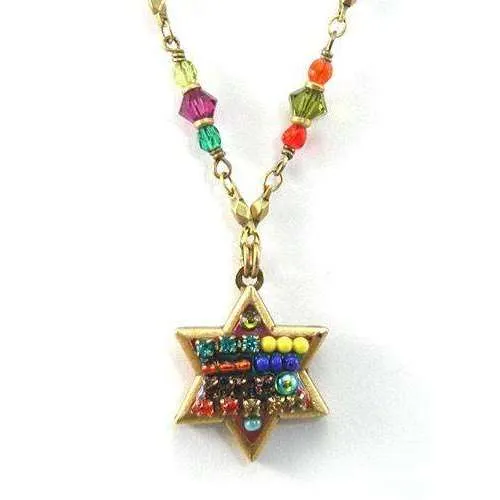 Michal Golan Multi Bright Star of David Necklace