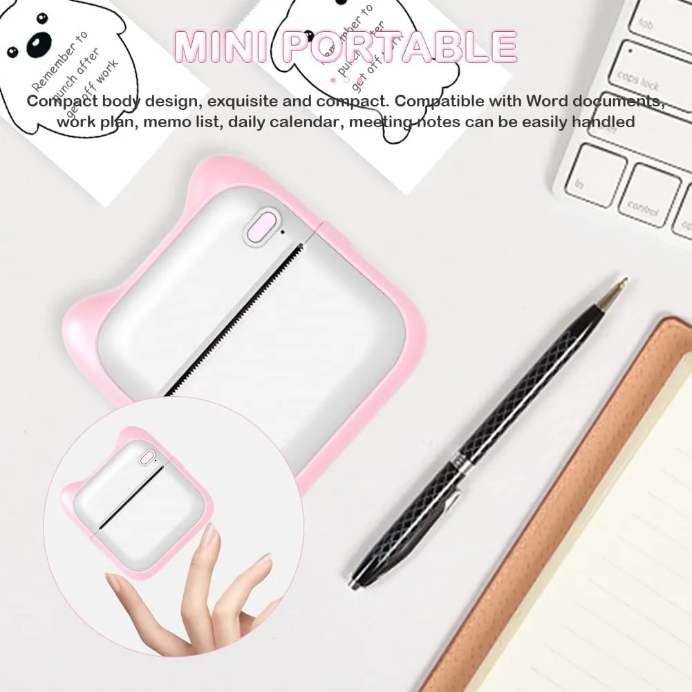 Mini Photo Printer for iPhone/Android, Portable Thermal Photo Printer for Gift Study Notes Work Photo Picture Memo