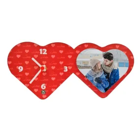 MT Tags - Personalized Heart Shape Wooden Table Clock with 1 Photo (9.5 x 4 inches)