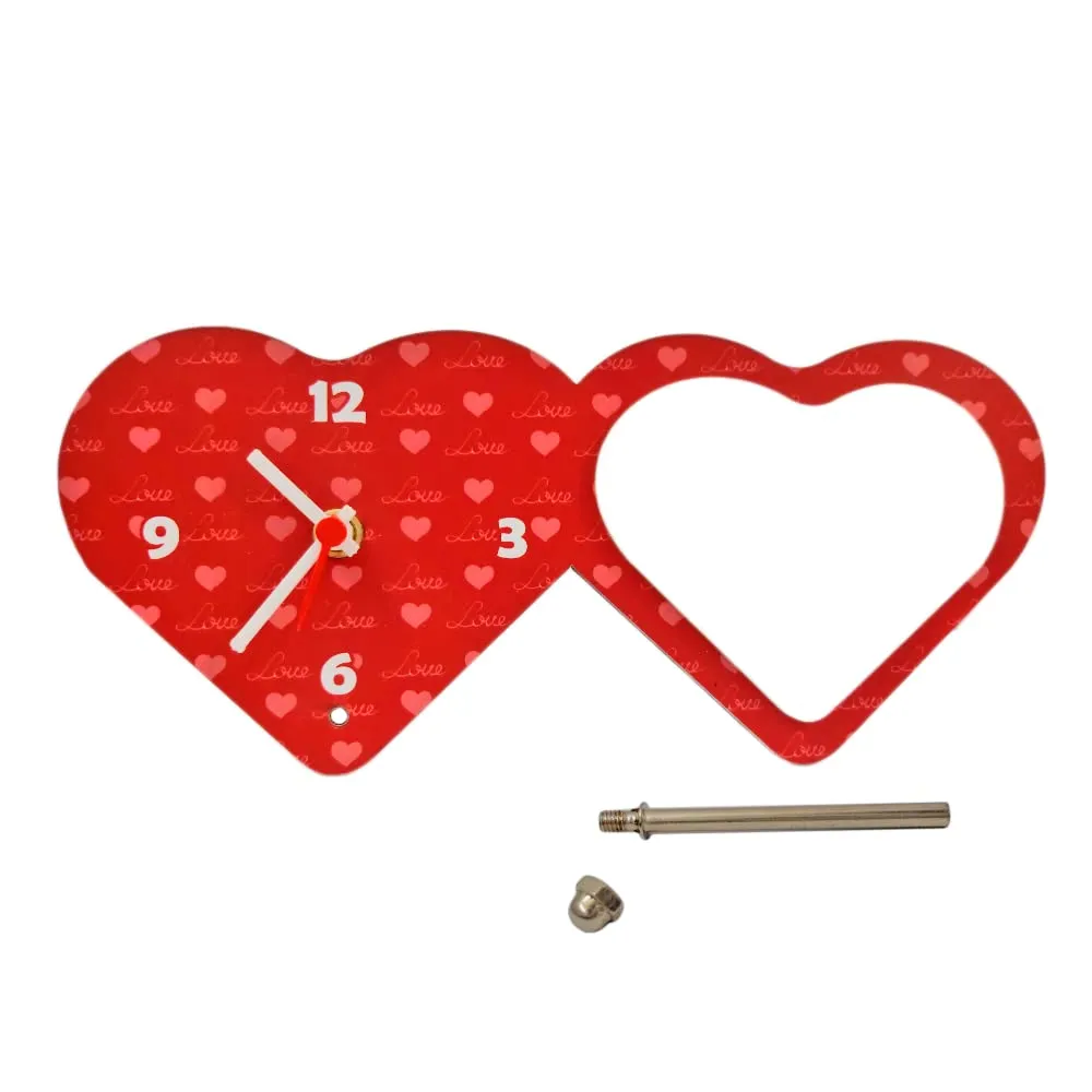 MT Tags - Personalized Heart Shape Wooden Table Clock with 1 Photo (9.5 x 4 inches)