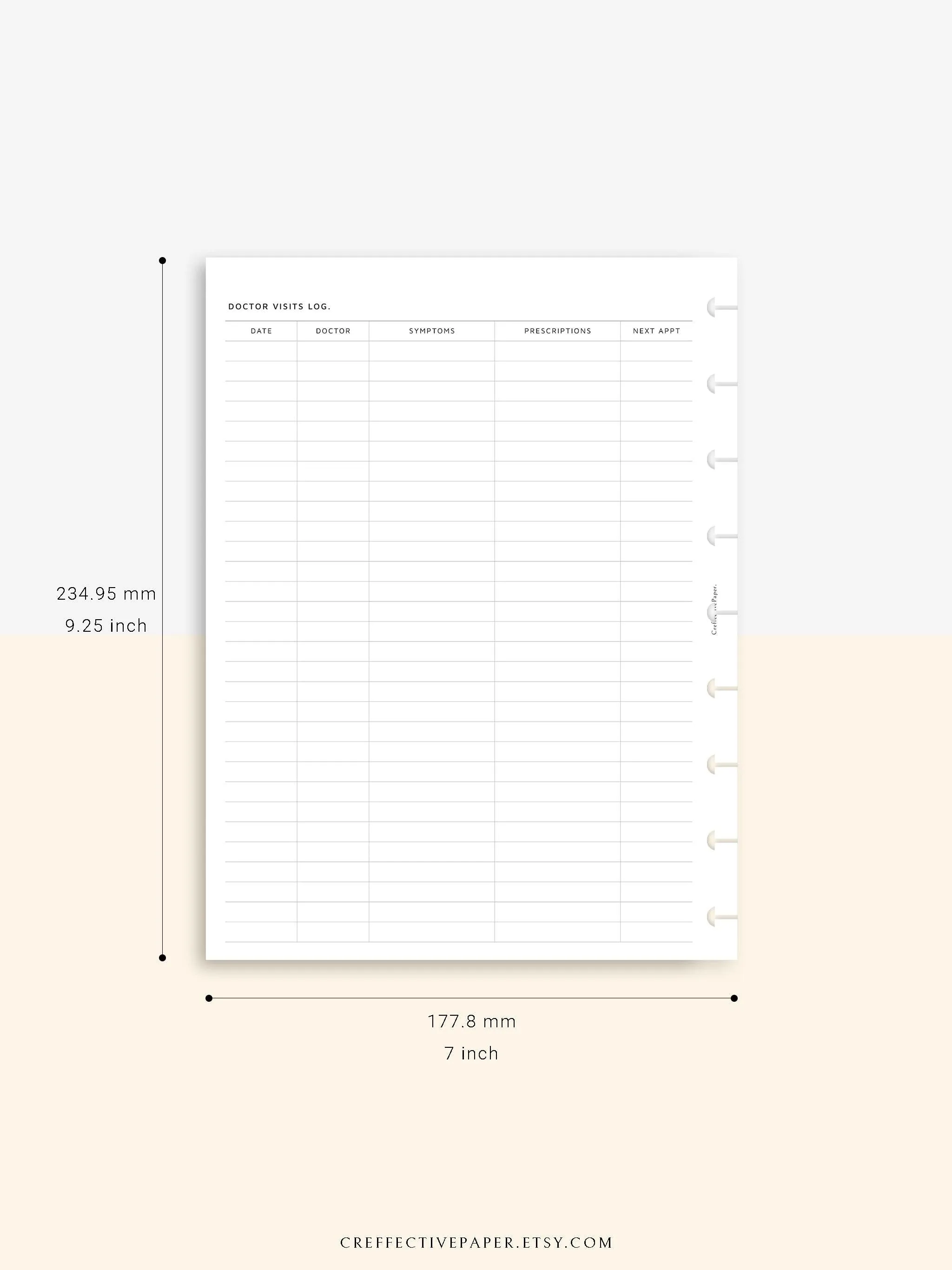 N113 | Personal Information & Medical Log Template