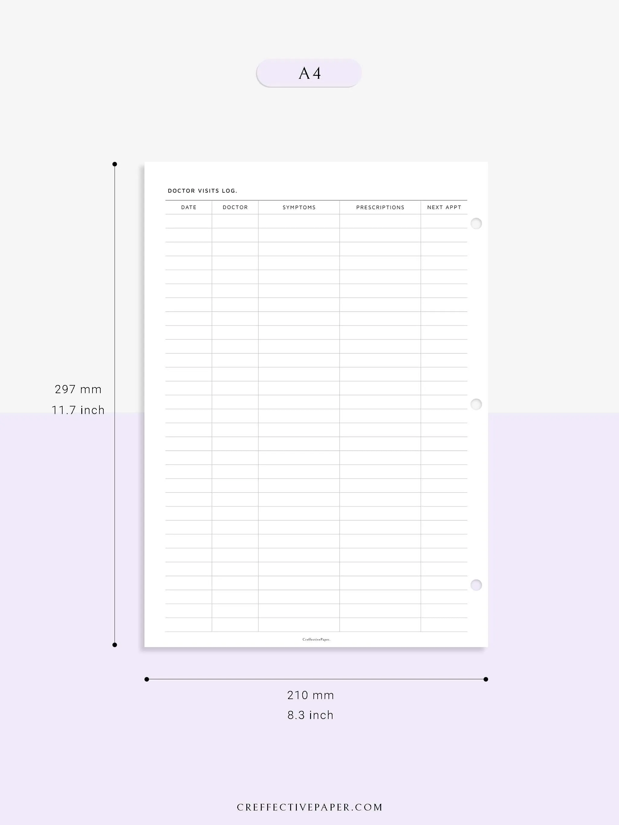 N113 | Personal Information & Medical Log Template