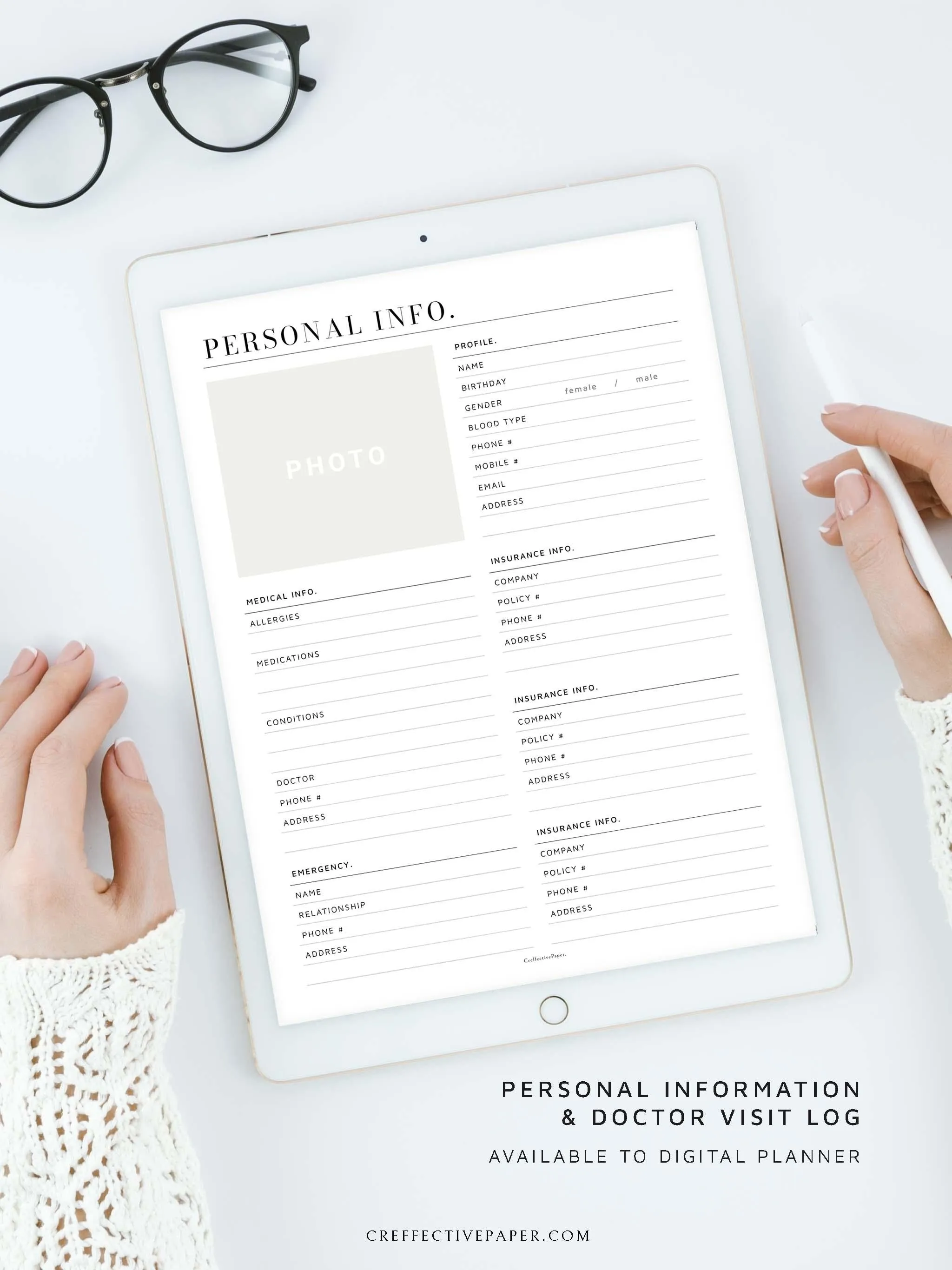 N113 | Personal Information & Medical Log Template