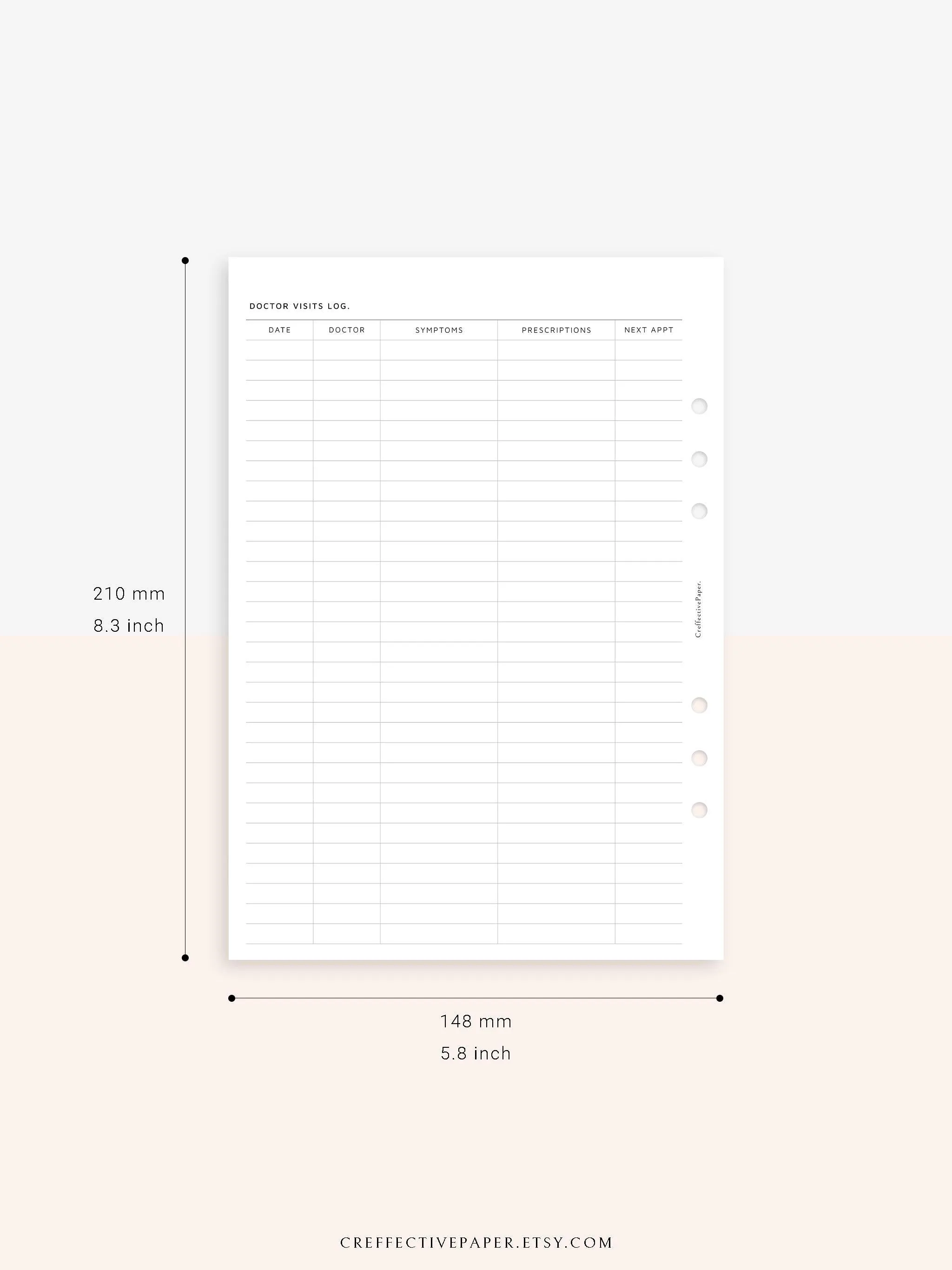 N113 | Personal Information & Medical Log Template