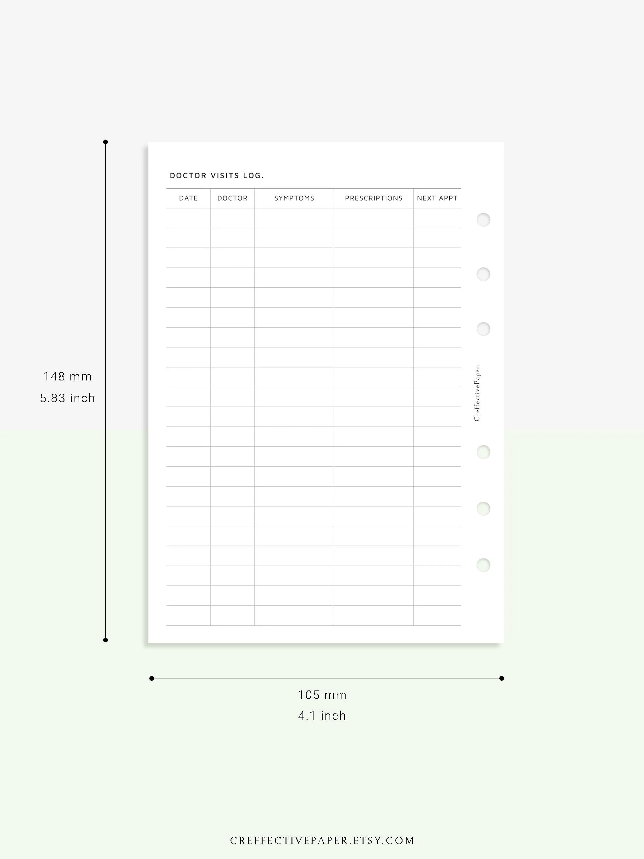 N113 | Personal Information & Medical Log Template