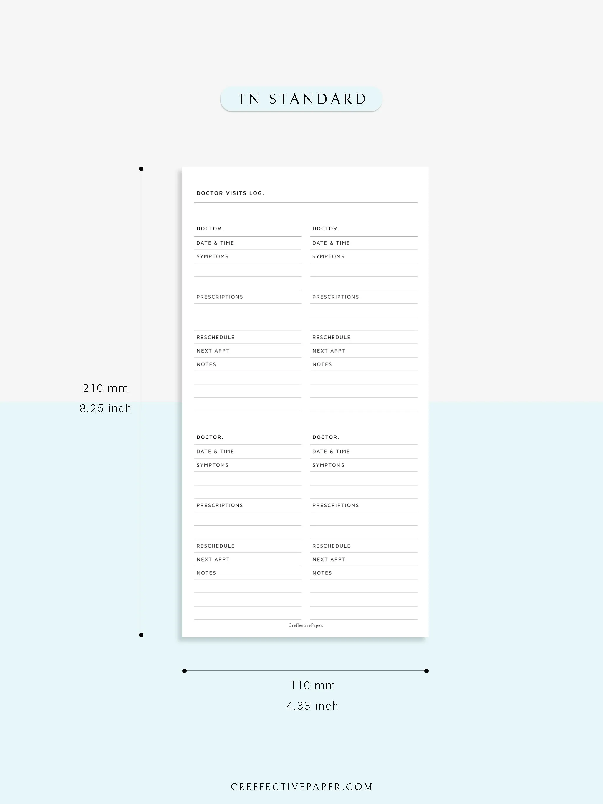 N113 | Personal Information & Medical Log Template