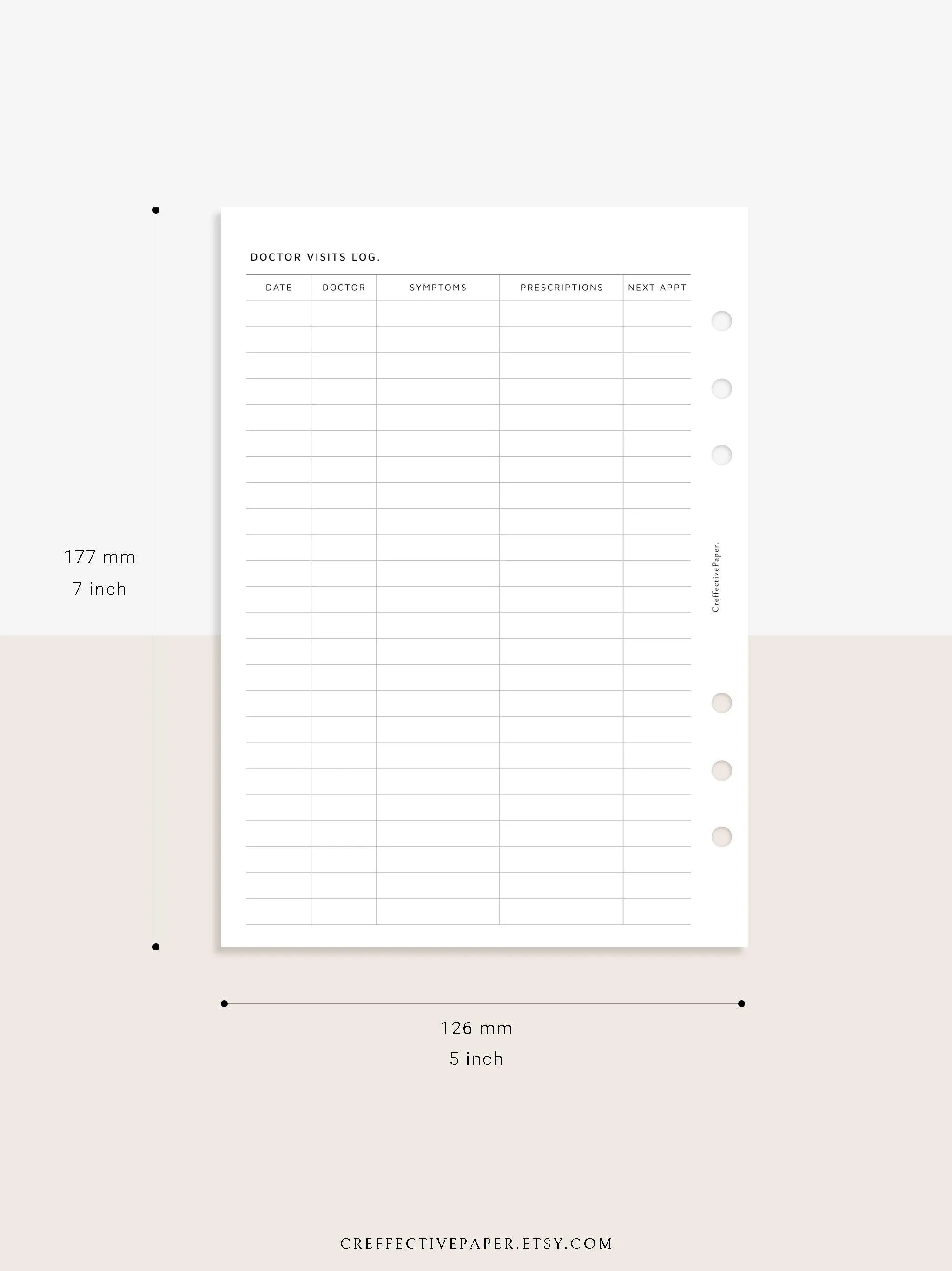 N113 | Personal Information & Medical Log Template