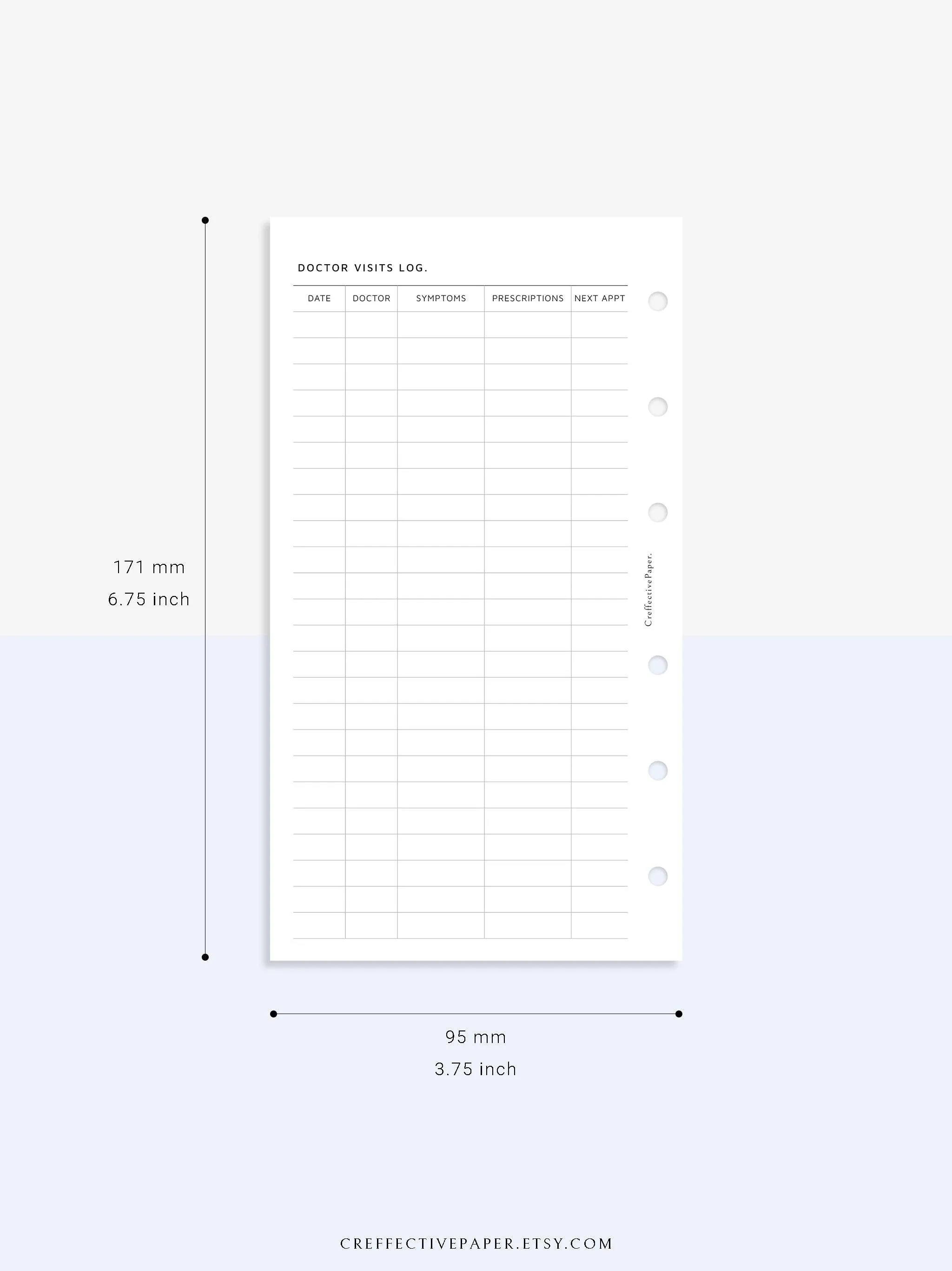 N113 | Personal Information & Medical Log Template