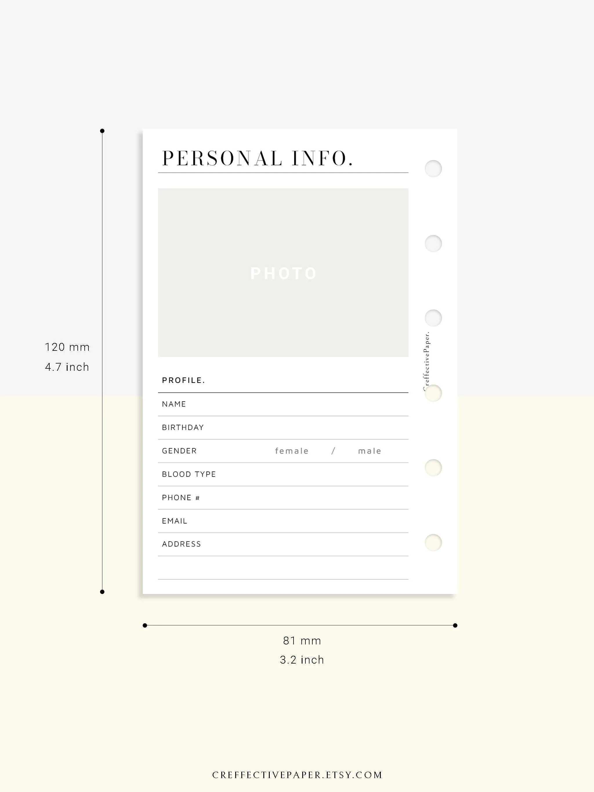 N113 | Personal Information & Medical Log Template