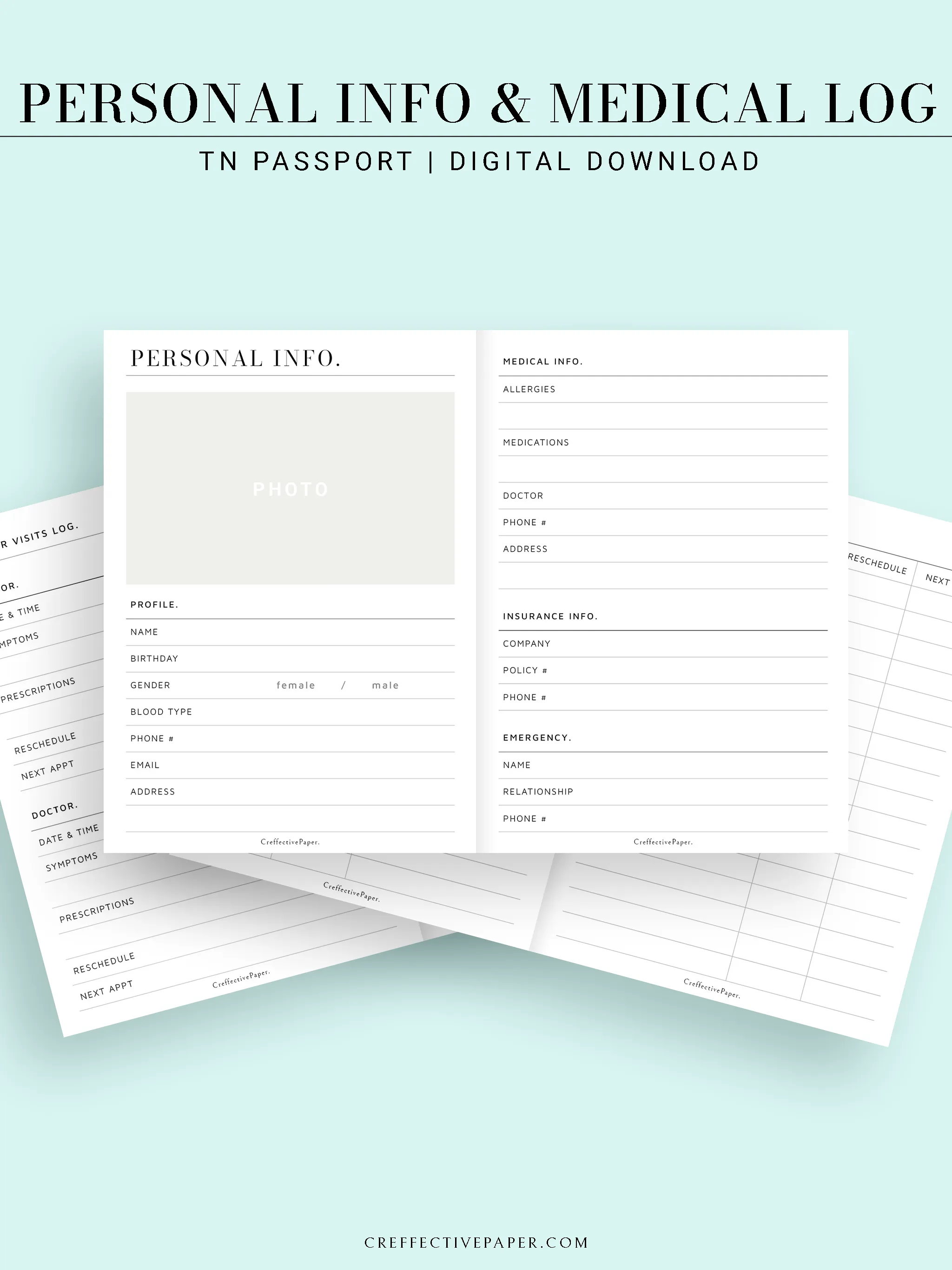 N113 | Personal Information & Medical Log Template