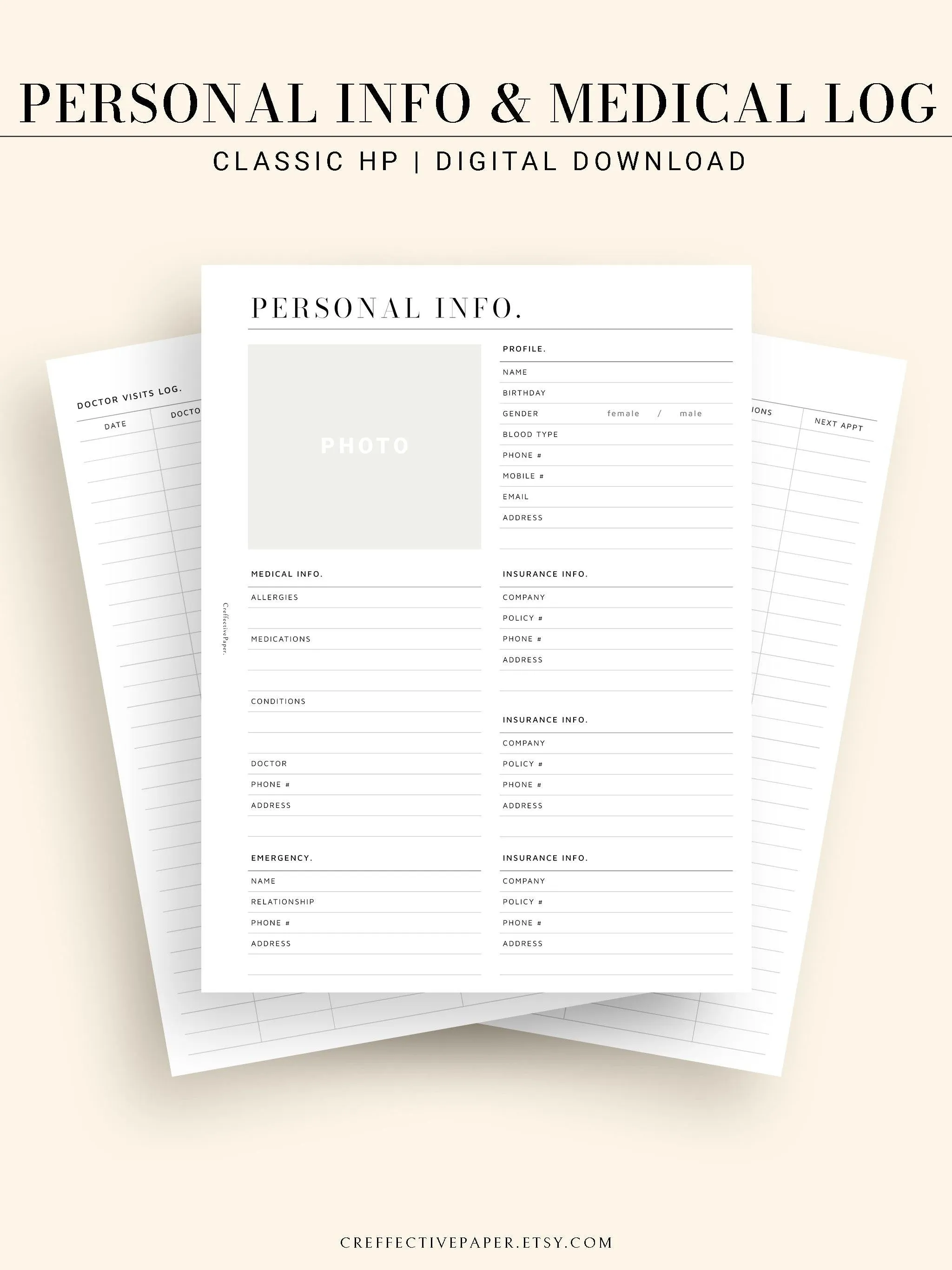 N113 | Personal Information & Medical Log Template