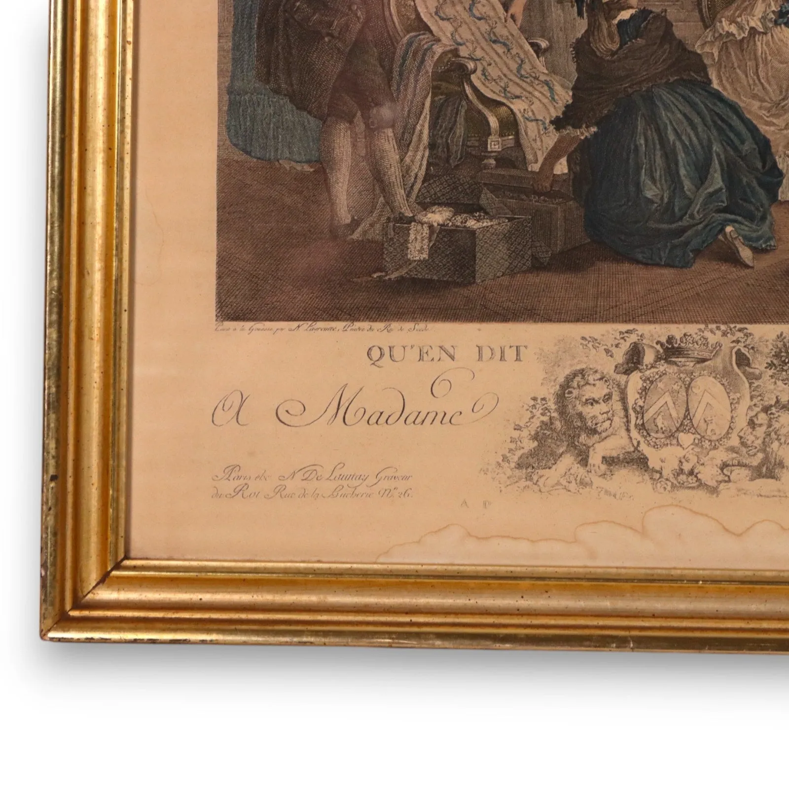 Nicolas De Launay Qu'en Dit L'Abb Framed Etching 21x16 French Antique 1788