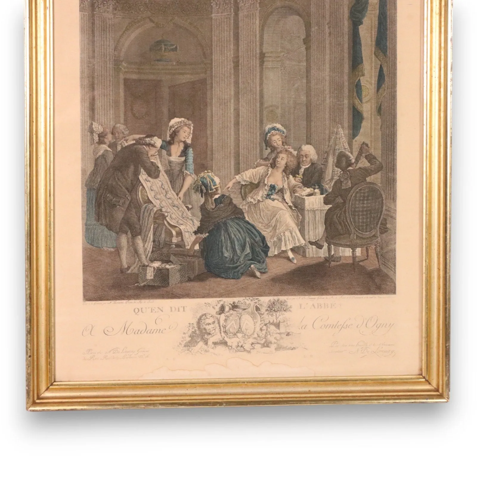 Nicolas De Launay Qu'en Dit L'Abb Framed Etching 21x16 French Antique 1788