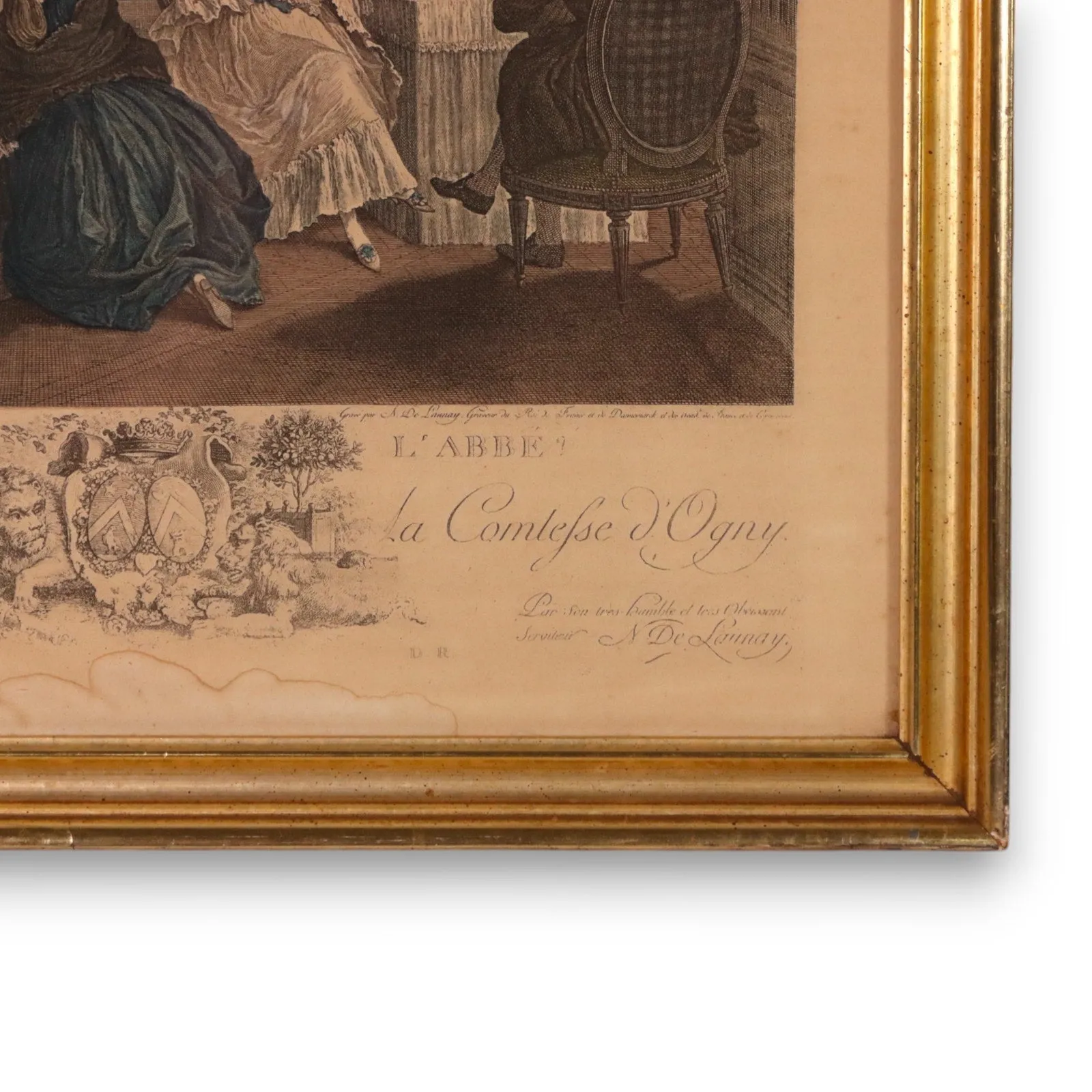 Nicolas De Launay Qu'en Dit L'Abb Framed Etching 21x16 French Antique 1788