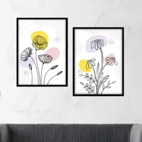 NoWorries Paintings for living room, Frames for wall decoration (13x19inches) (Tropical Art) Floral theme frames for wall decor Set of 2 Big frames (Art-9)