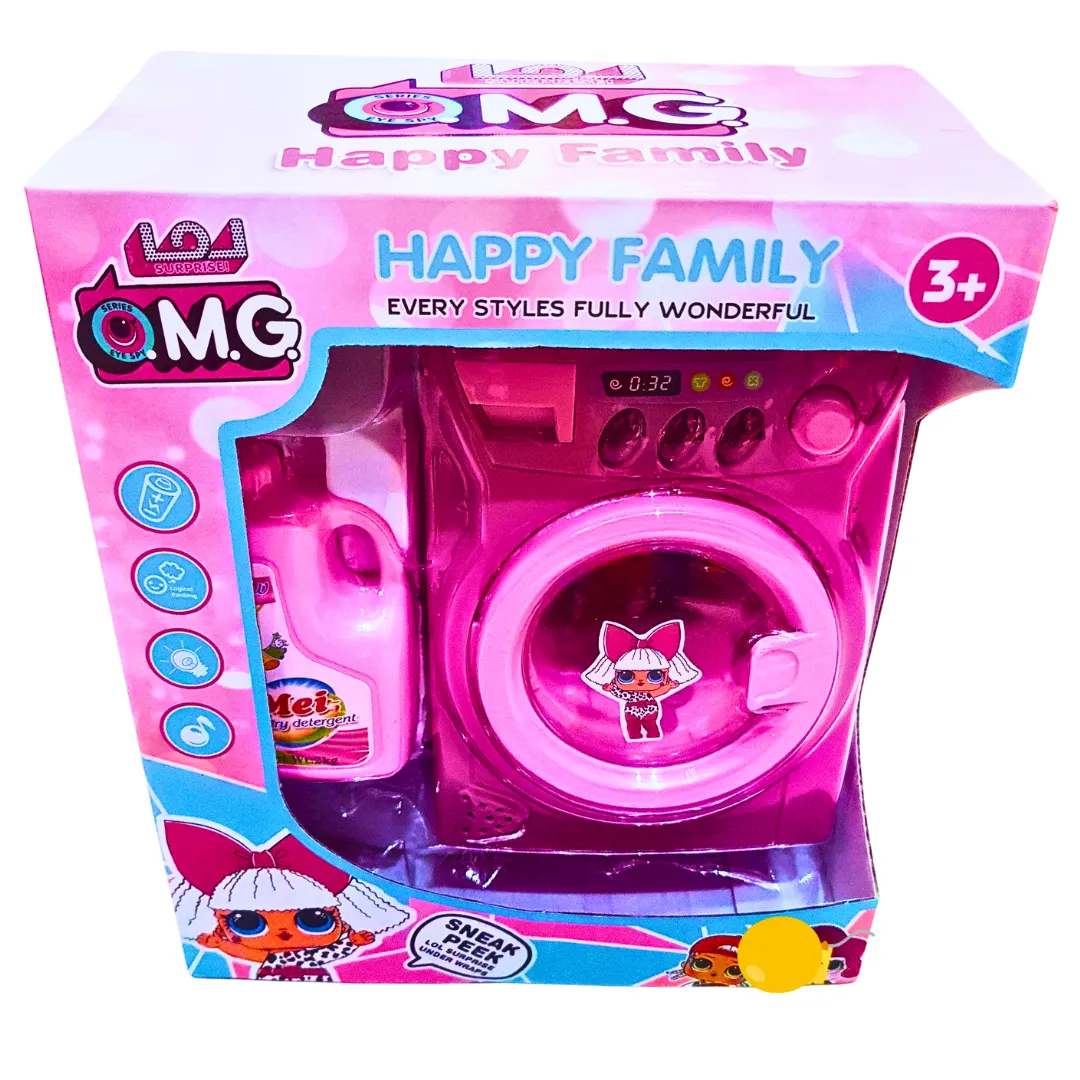 OMG Happy Family Toy Washing Machine | Battery-Operated Laundry Playset for Kids | 3  Years