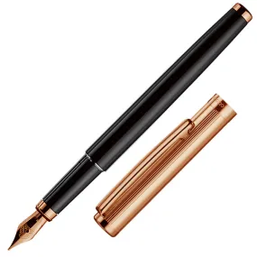Otto Hutt design01 Fountain Pen Thread Guilloché Black with Rosegold Trim