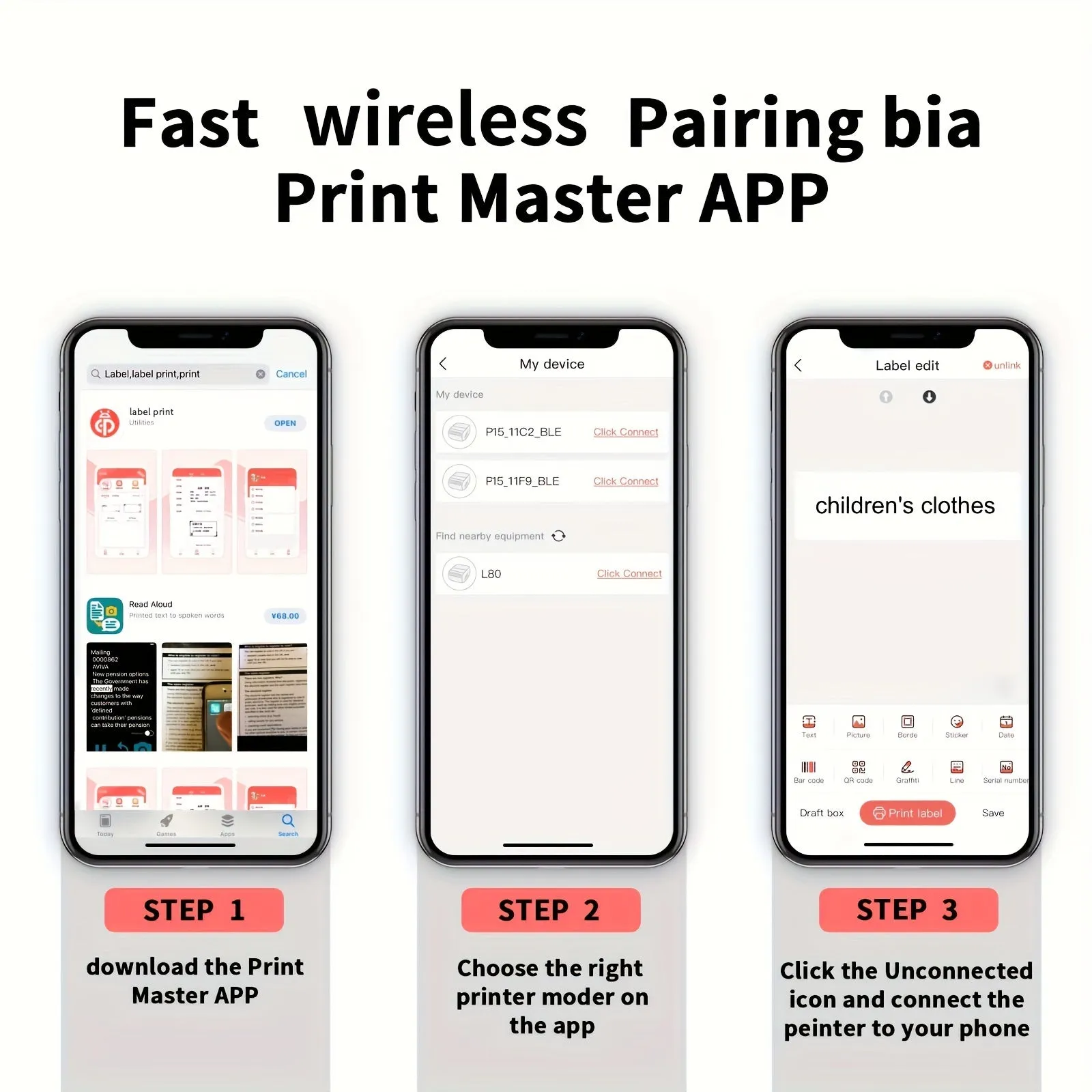 P15 label making machine Thermal label printer with adhesive tape Mini label machine Small handheld sticker making machine with multiple templates, used for office and home use, with 1 roll of paper