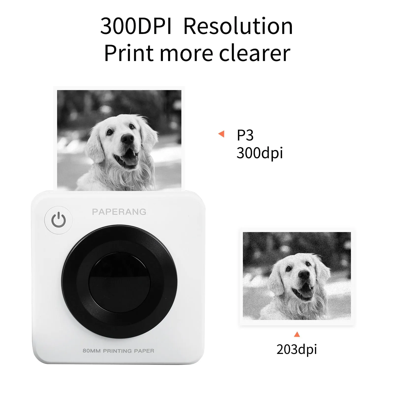 Paperang P3 80mm Pocket Photo Printer HD 300dpi Portable Thermal Printing Wireless Connection Compatible with Android iOS