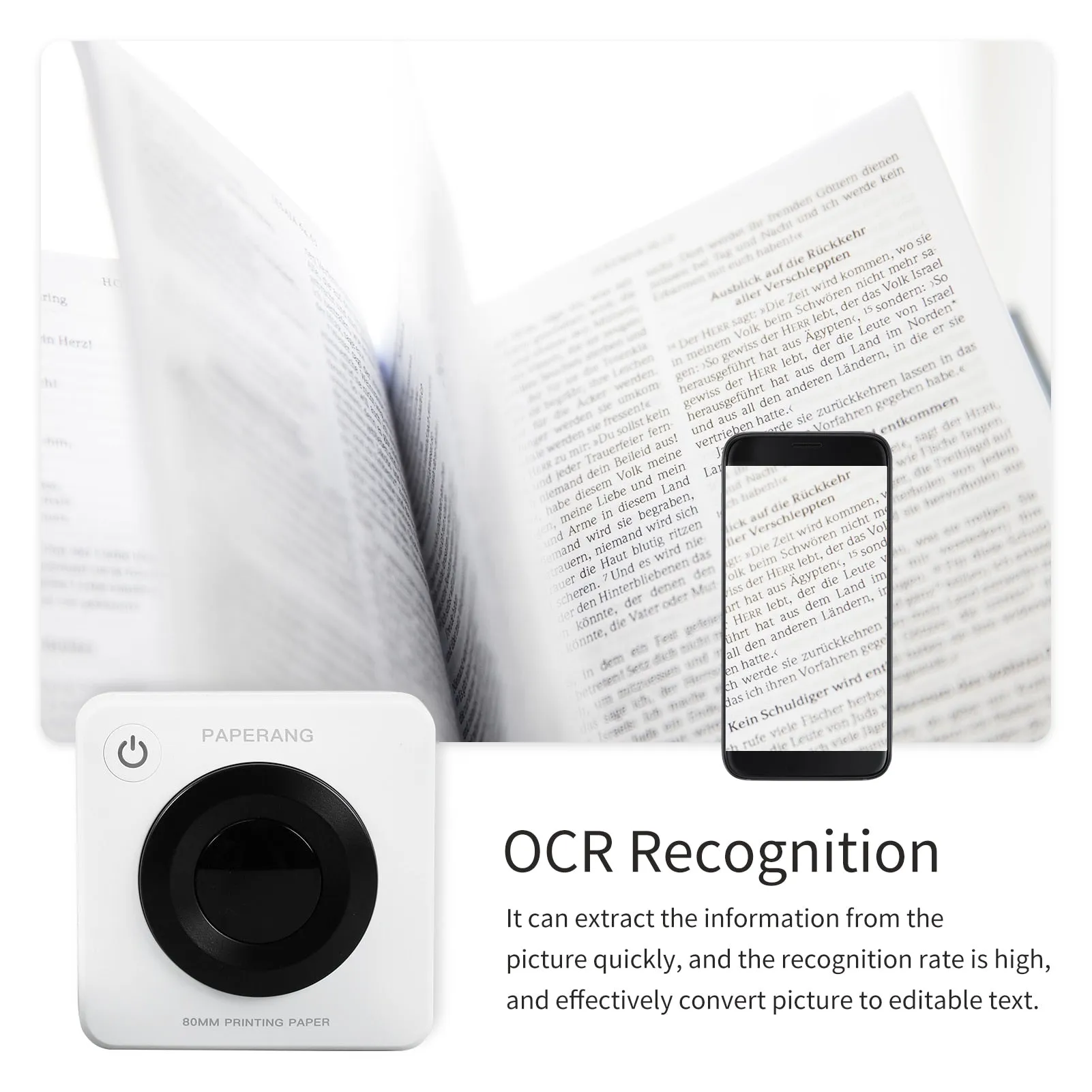 Paperang P3 80mm Pocket Photo Printer HD 300dpi Portable Thermal Printing Wireless Connection Compatible with Android iOS