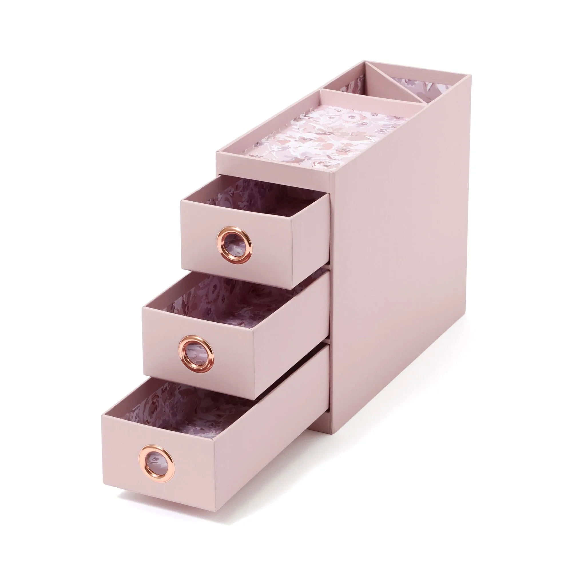 Petite 3-Drawer Chest With Pen Stand 3S Flower Pink