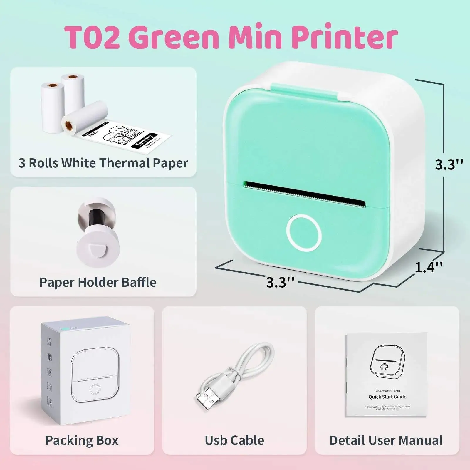 Portable Sticker Printer Mini Thermal Label Printer Bluetooth