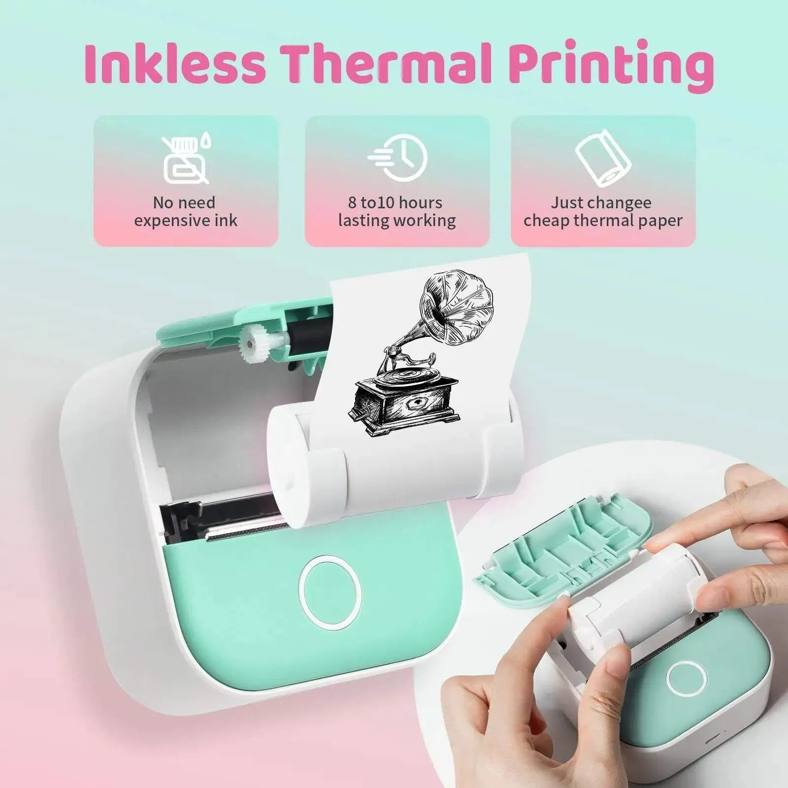 Portable Sticker Printer Mini Thermal Label Printer Bluetooth