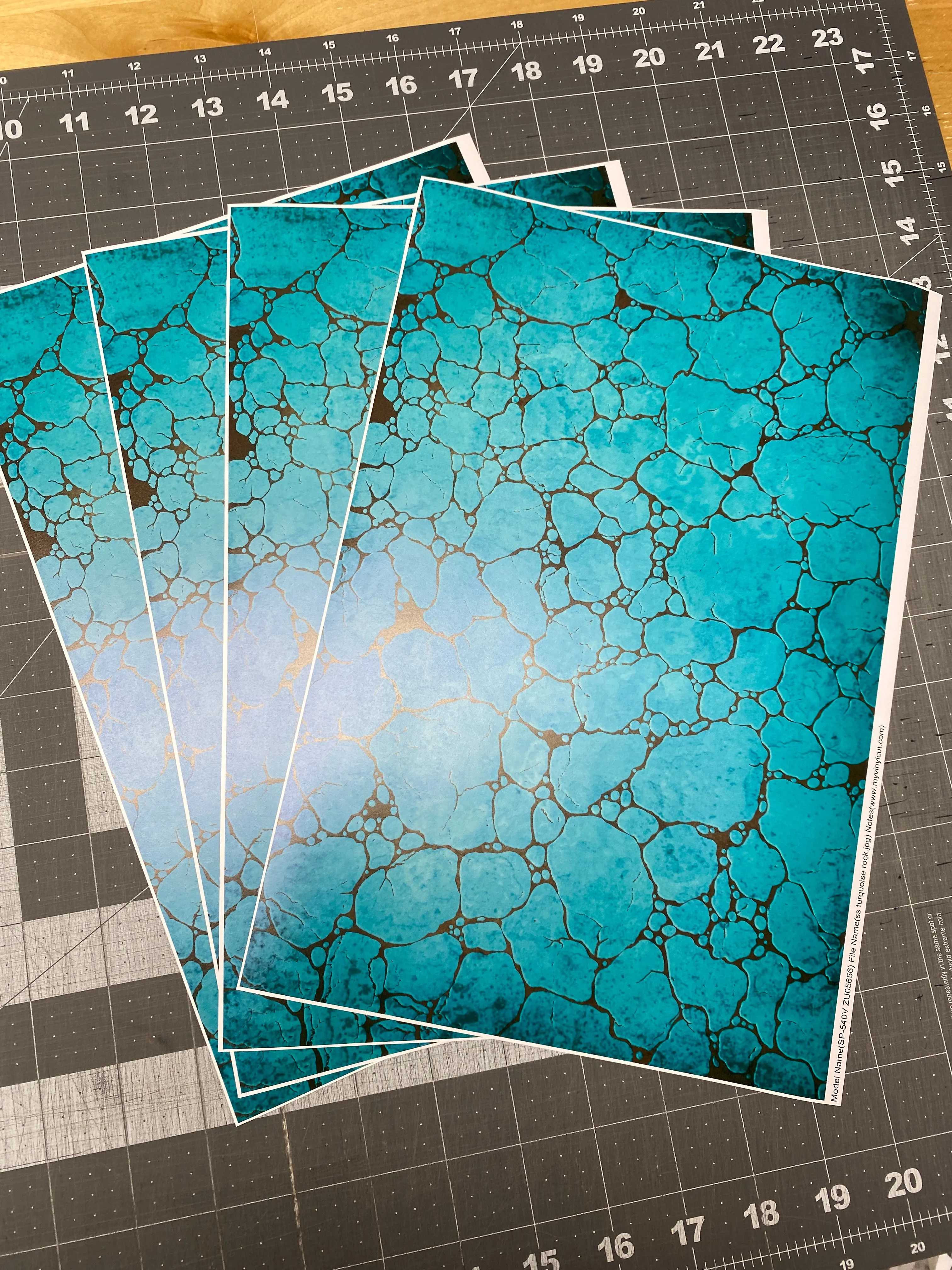 Printed Vinyl, HTV & Waterslide Wrap Turquoise Stone Rock Pattern 8 x 12