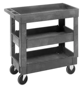 Quantum PC3518-33-3 Heavy-Duty Polypropylene Utility Cart with 3 Tray Shelves, 17.5" x 34.25" x 32.5"