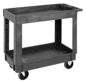 Quantum PC3518-33 Heavy-Duty Polypropylene Utility Cart with 2 Tray Shelves, 17.5" x 34.25" x 32.5"