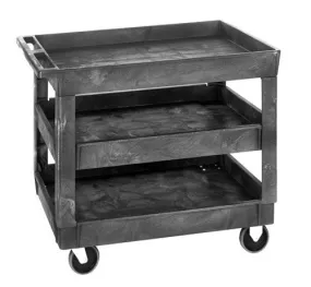 Quantum PC4026-33-3 Heavy-Duty Polypropylene Utility Cart with 3 Tray Shelves, 26" x 40" x 32.5"