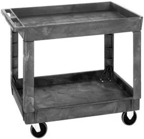 Quantum PC4026-33 Heavy-Duty Polypropylene Utility Cart with 2 Tray Shelves, 26" x 40" x 32.5"